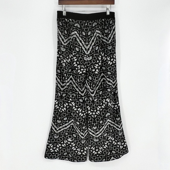 Sanctuary Womens Wide Leg Palazzo Pant Size M Black White Geometric Pull On Boho - Picture 2 of 9